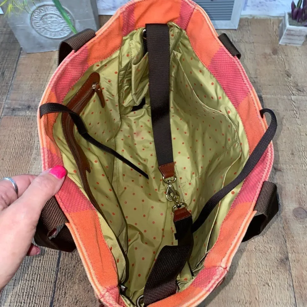 Kate Spade Pink Orange Plaid Large Victoria Baby Bag